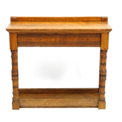 206 - T Willson 38 Gt Queens Street London :  A late 19thC oak washstand , marked '' T Willson 38 Gt Queen... 