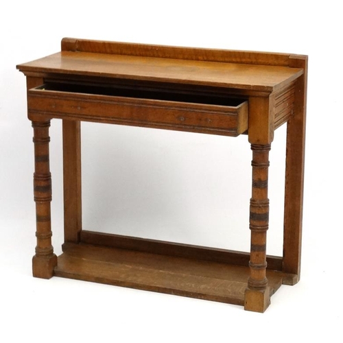 206 - T Willson 38 Gt Queens Street London :  A late 19thC oak washstand , marked '' T Willson 38 Gt Queen... 