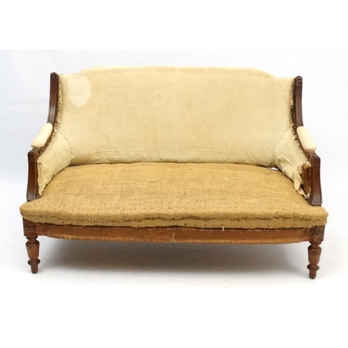 209 - A 19thC mahogany framed 2-seat sofa 32 1/2'' high x 40'' wide x approx 28'' deep   Please Note -  we... 