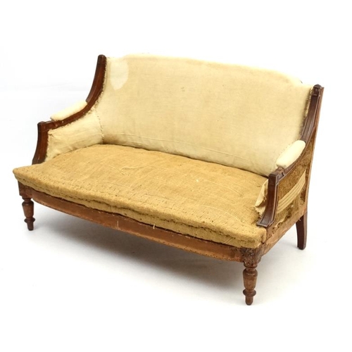 209 - A 19thC mahogany framed 2-seat sofa 32 1/2'' high x 40'' wide x approx 28'' deep   Please Note -  we... 