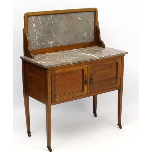 210 - A late Victorian rouge marble topped washstand with splash back 36'' wide x 17'' deep x 45 3/4'' hig... 