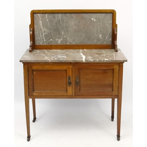 210 - A late Victorian rouge marble topped washstand with splash back 36'' wide x 17'' deep x 45 3/4'' hig... 