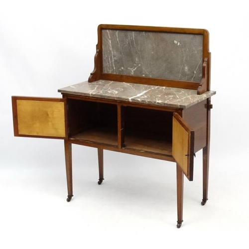 210 - A late Victorian rouge marble topped washstand with splash back 36'' wide x 17'' deep x 45 3/4'' hig... 