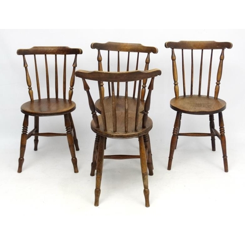 211 - A set of 4 circular elm seated kitchen chairs 32 3/4'' high  Please Note -  we do not make reference... 