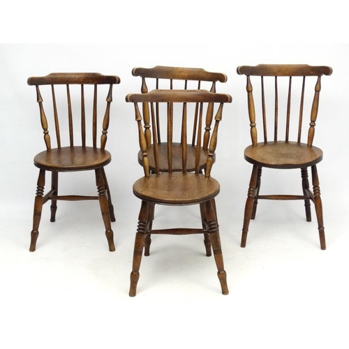 211 - A set of 4 circular elm seated kitchen chairs 32 3/4'' high  Please Note -  we do not make reference... 