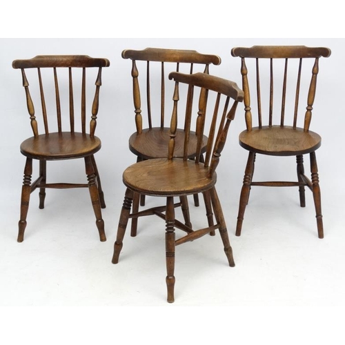 211 - A set of 4 circular elm seated kitchen chairs 32 3/4'' high  Please Note -  we do not make reference... 