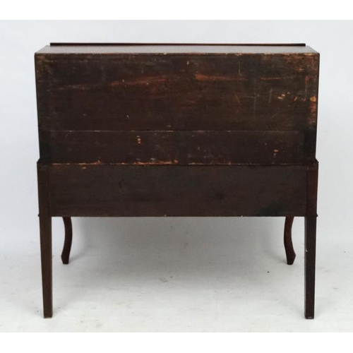 215 - An early 20thC Continental mahogany 2-part bureau 40'' wide x 23 1/2'' deep x 39 1/2'' high  Please ... 