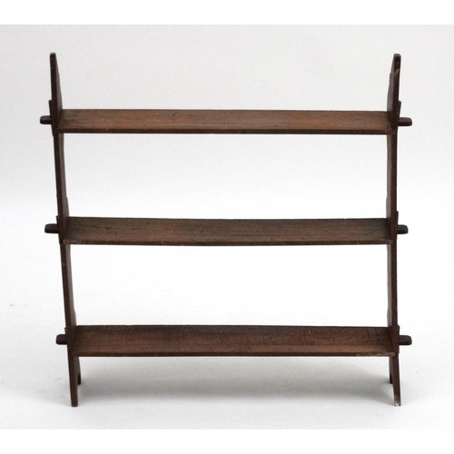 218 - A late Victorian mahogany stained beech set of freestanding / wall hanging open bookshelves.  26 1/2... 