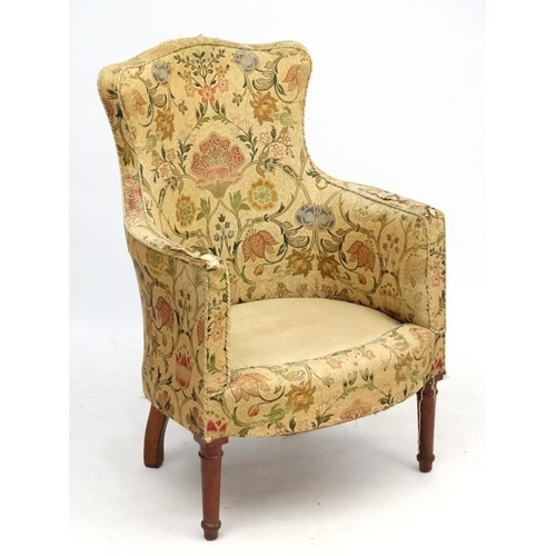 229 - A late Victorian shaped back armchair with walnut show wood 36 1/2'' high  Please Note -  we do not ... 