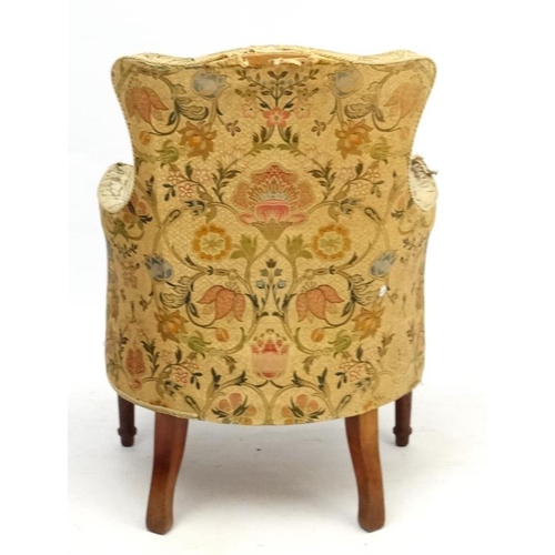 229 - A late Victorian shaped back armchair with walnut show wood 36 1/2'' high  Please Note -  we do not ... 