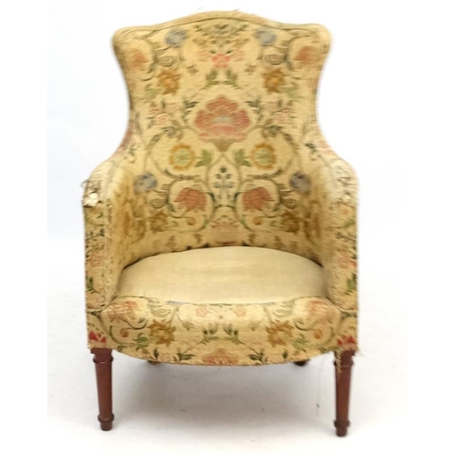 229 - A late Victorian shaped back armchair with walnut show wood 36 1/2'' high  Please Note -  we do not ... 