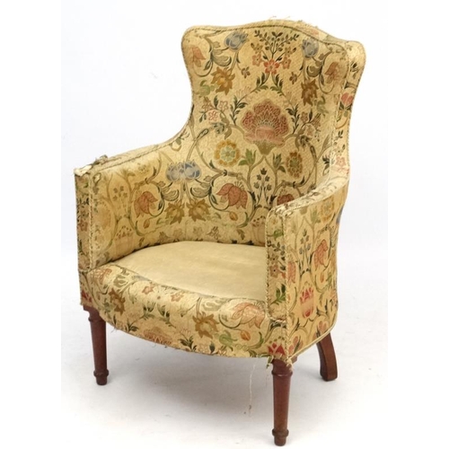 229 - A late Victorian shaped back armchair with walnut show wood 36 1/2'' high  Please Note -  we do not ... 