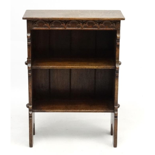 231 - Shepherd & Hedger : An early - mid 20thC oak open bookcase 33'' high x 24'' wide x 10 3/4'' deep  Pl... 