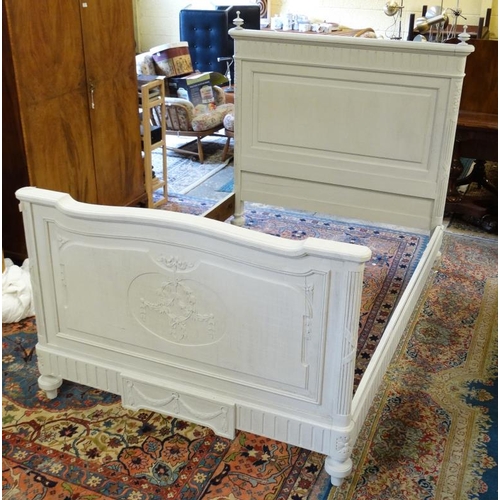 244 - A French painted oak Louis XVI style bed approx 56 1/2'' wide x 58 1/2'' high  Please Note -  we do ... 