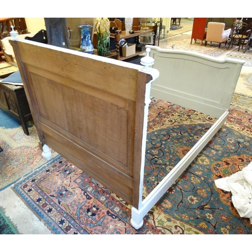 244 - A French painted oak Louis XVI style bed approx 56 1/2'' wide x 58 1/2'' high  Please Note -  we do ... 