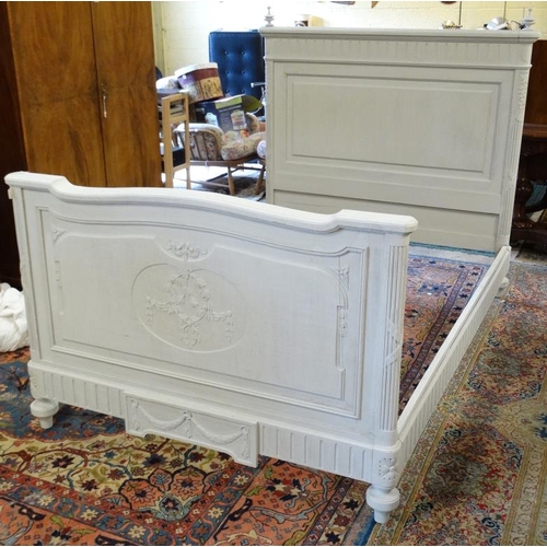 244 - A French painted oak Louis XVI style bed approx 56 1/2'' wide x 58 1/2'' high  Please Note -  we do ... 