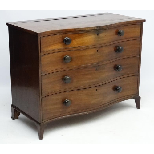 248 - A George III mahogany serpentine shaped chest of four long graduated drawers 45'' wide x 22 1/3'' de... 