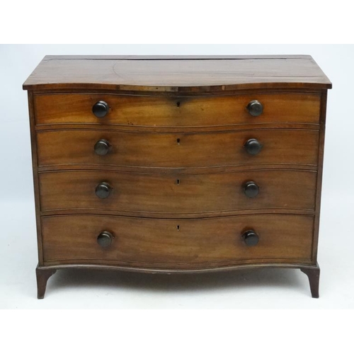 248 - A George III mahogany serpentine shaped chest of four long graduated drawers 45'' wide x 22 1/3'' de... 