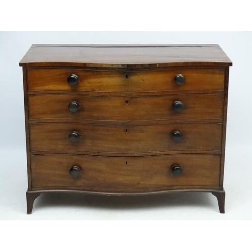 248 - A George III mahogany serpentine shaped chest of four long graduated drawers 45'' wide x 22 1/3'' de... 