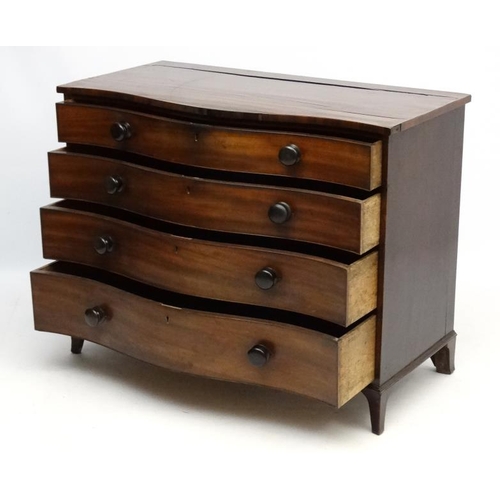 248 - A George III mahogany serpentine shaped chest of four long graduated drawers 45'' wide x 22 1/3'' de... 