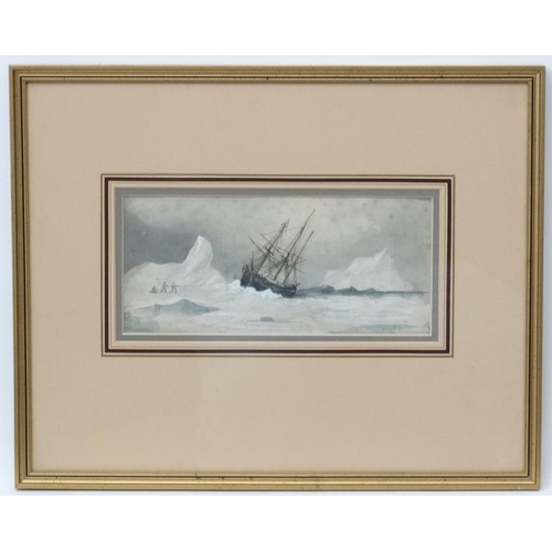 25 - Polar Exploring ?/ North West Passage ?XIX-XX, Watercolour and gouache, Figures tethering a ship amo... 