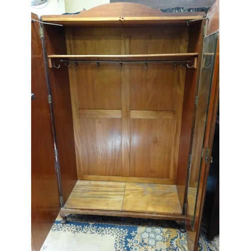 250 - A 1950's Art Deco style quarter veneered 2 door wardrobe 77'' high x 47'' wide x 19 3/4'' deep  Plea... 