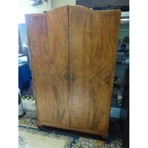 250 - A 1950's Art Deco style quarter veneered 2 door wardrobe 77'' high x 47'' wide x 19 3/4'' deep  Plea... 