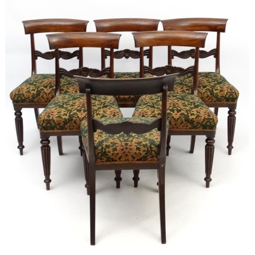 257 - A c.1835 set of 6 mahogany dining chairs in the manner of Gillows, with upholstered seats. 33'' high... 