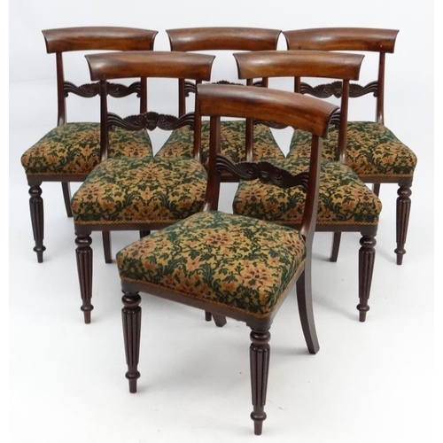 257 - A c.1835 set of 6 mahogany dining chairs in the manner of Gillows, with upholstered seats. 33'' high... 