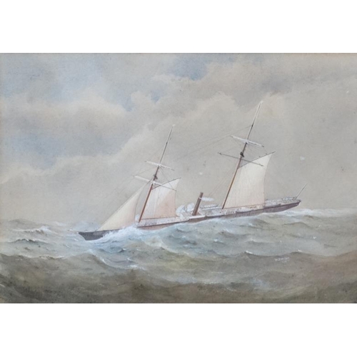 26 - W Fleming 1874 Marine School, Watercolour and gouache, Steam Sail ship portrait, Signed and dated lo... 