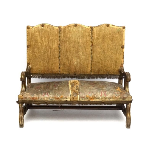 260 - An early 20thC Spanish three-seat high back open arm sofa 55 1/2'' wide x 48 1/2'' high  Please Note... 