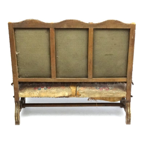 260 - An early 20thC Spanish three-seat high back open arm sofa 55 1/2'' wide x 48 1/2'' high  Please Note... 