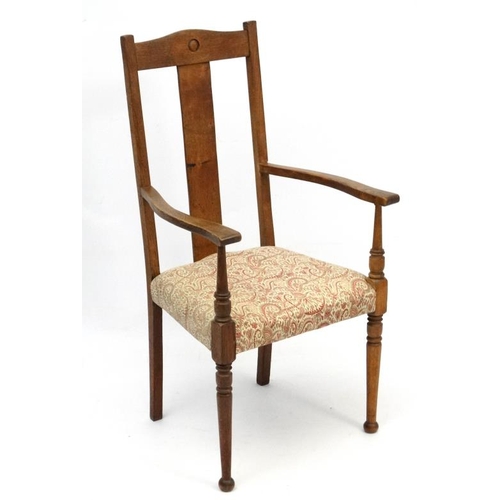 267 - Arts and Crafts : manner of William Birch, and oak elbow chair 44'' high  Please Note -  we do not m... 