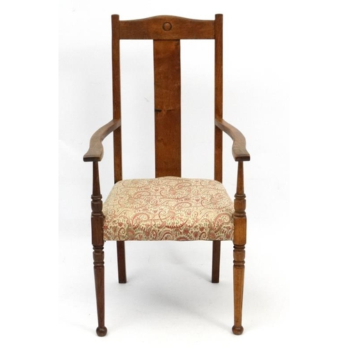 267 - Arts and Crafts : manner of William Birch, and oak elbow chair 44'' high  Please Note -  we do not m... 