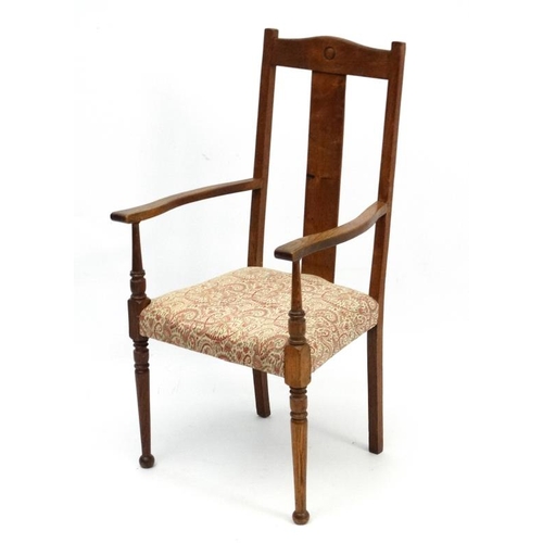 267 - Arts and Crafts : manner of William Birch, and oak elbow chair 44'' high  Please Note -  we do not m... 