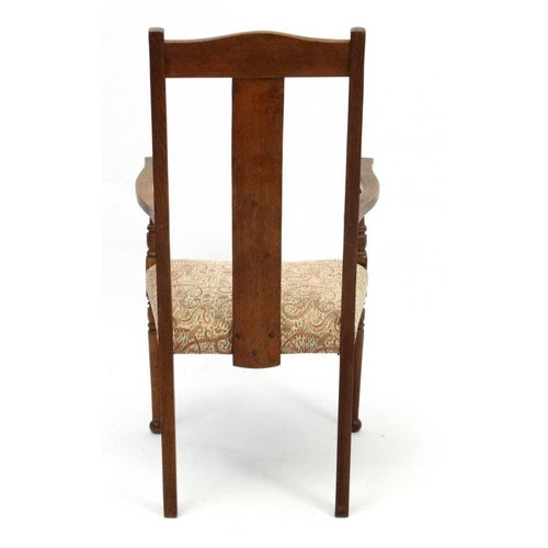 267 - Arts and Crafts : manner of William Birch, and oak elbow chair 44'' high  Please Note -  we do not m... 