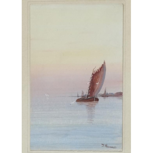 27 - J Howard early XX Marine School, Watercolour and gouache, Returning fishing boat, Signed lower right... 