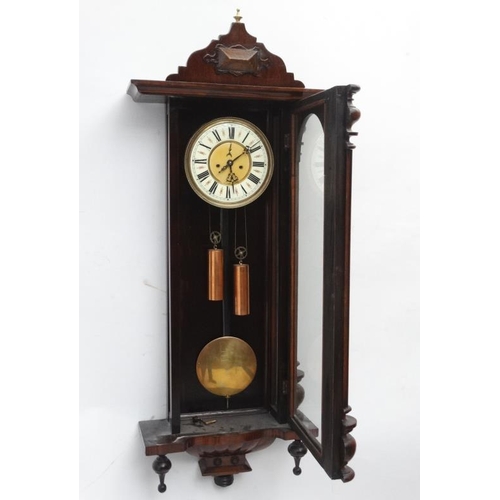 287 - Two weight Vienna regulator : a ' Germania Candix ' walnut cased wall clock , striking on a coiled g... 