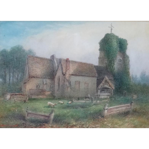 29 - J Harmsworth early - mid XX, Watercolour, 'Horton Village Church , nr Tring a favourite haunt of Joh... 