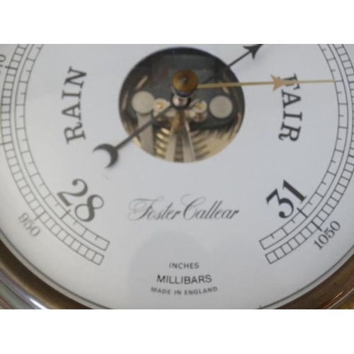 290 - Ships Clock & Barometer : '' Foster Callear '' two sperate Brass cases with wall fixing ability, one... 