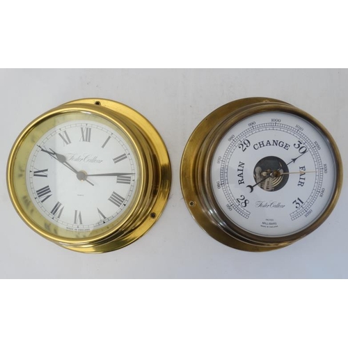 290 - Ships Clock & Barometer : '' Foster Callear '' two sperate Brass cases with wall fixing ability, one... 