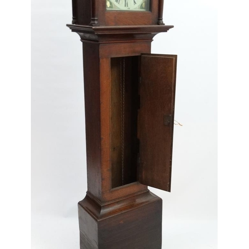 294 - Longcase : a 10'' dial ,  30 hour birdcage movement ,circa 1800 ,oak cased Grandfather clock  with s... 