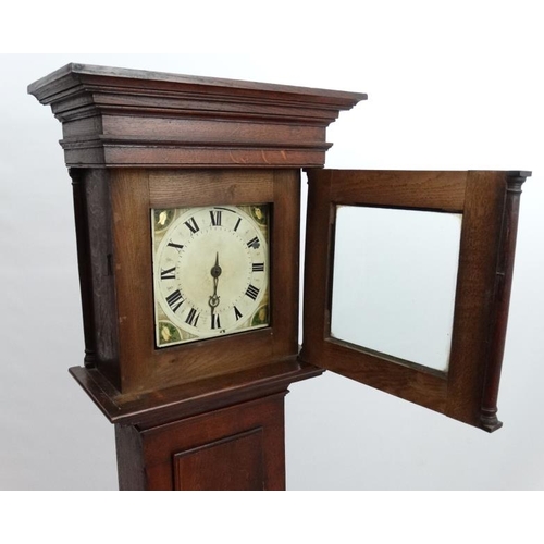 294 - Longcase : a 10'' dial ,  30 hour birdcage movement ,circa 1800 ,oak cased Grandfather clock  with s... 