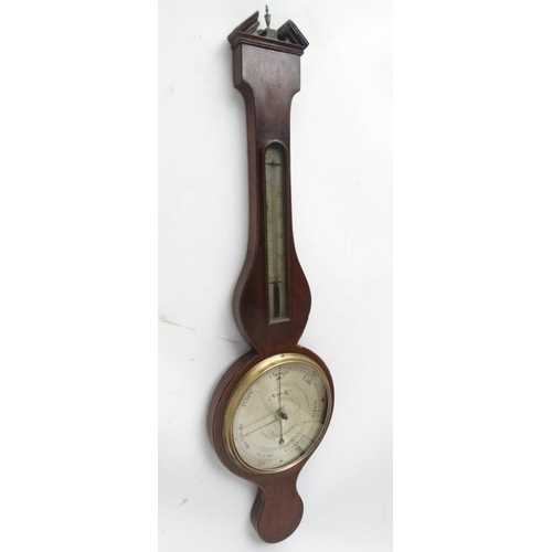 297 - C.1805 wheél Barometer : ' C. Tarelli , Northampton ' a 2 glass mercury barometer , signed to circul... 