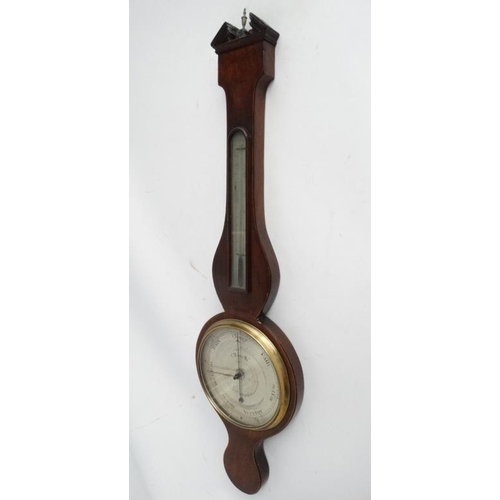 297 - C.1805 wheél Barometer : ' C. Tarelli , Northampton ' a 2 glass mercury barometer , signed to circul... 