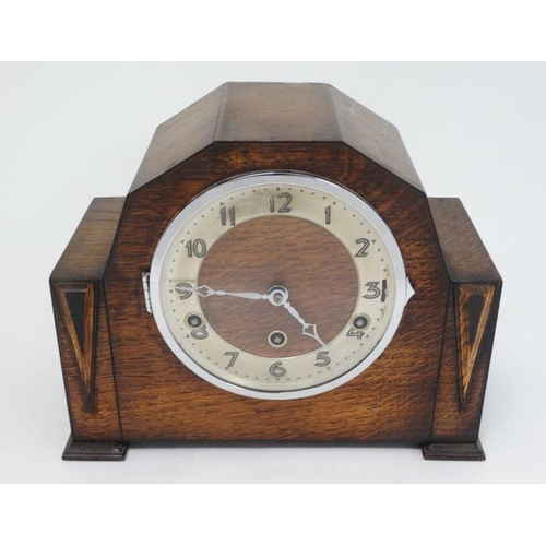 308 - Three train Art Deco Mantle Clock : a Franz Hermele Clock Company clock striking on bars, with Whitt... 