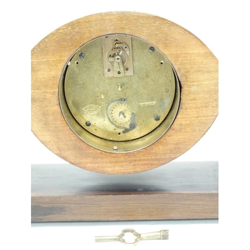 318 - Buren Swivel Mantle Clock ( Timepiece ) : an inlaid mahogany swivel mount with a 3 3/8'' dial , havi... 