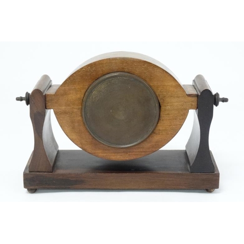 318 - Buren Swivel Mantle Clock ( Timepiece ) : an inlaid mahogany swivel mount with a 3 3/8'' dial , havi... 