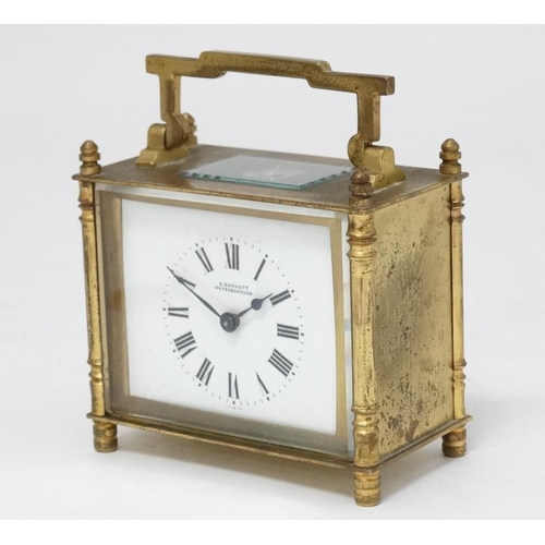 319 - ' S Barnett Peterborough ' brass cased carriage clock : a French integeral fold flap winder mid 20th... 