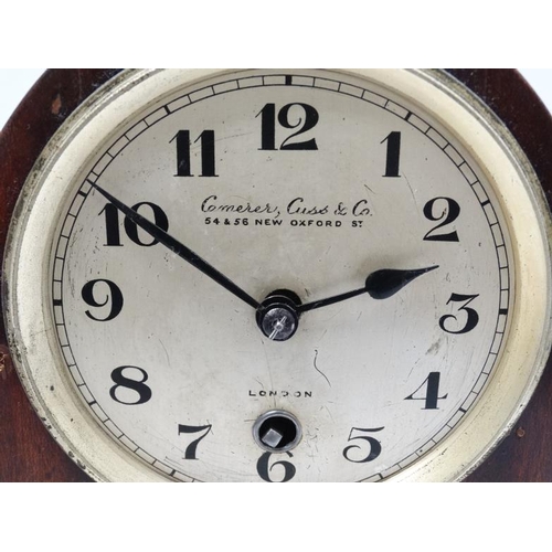 320 - ' Camerer Cuss & Co , London ' arch shaped mantle clock : a stained mahogany arch shaped case having... 